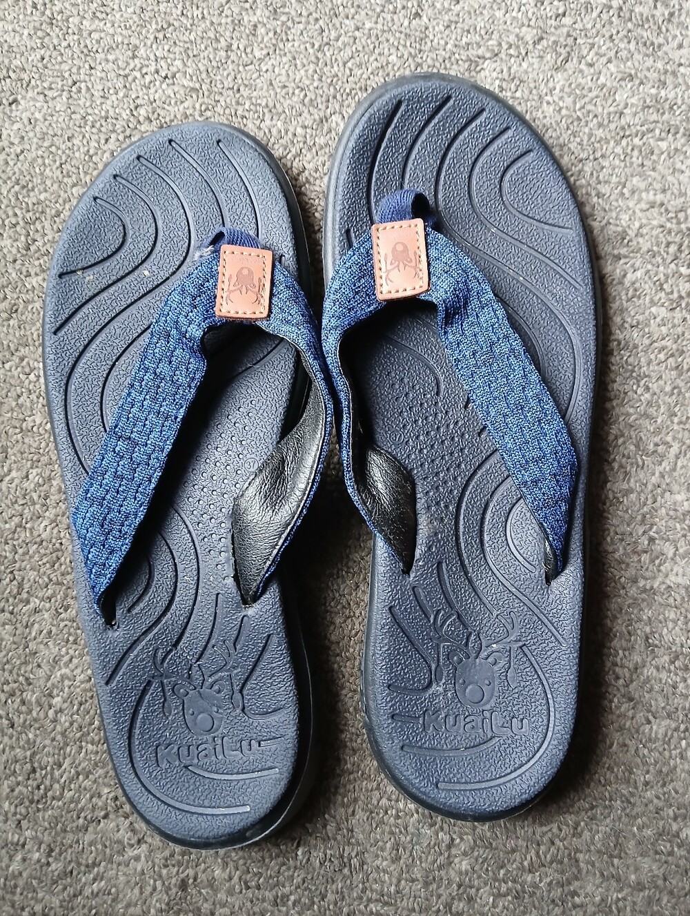 Kuailu Womens Navy Flip Flop Sandals Size 37
